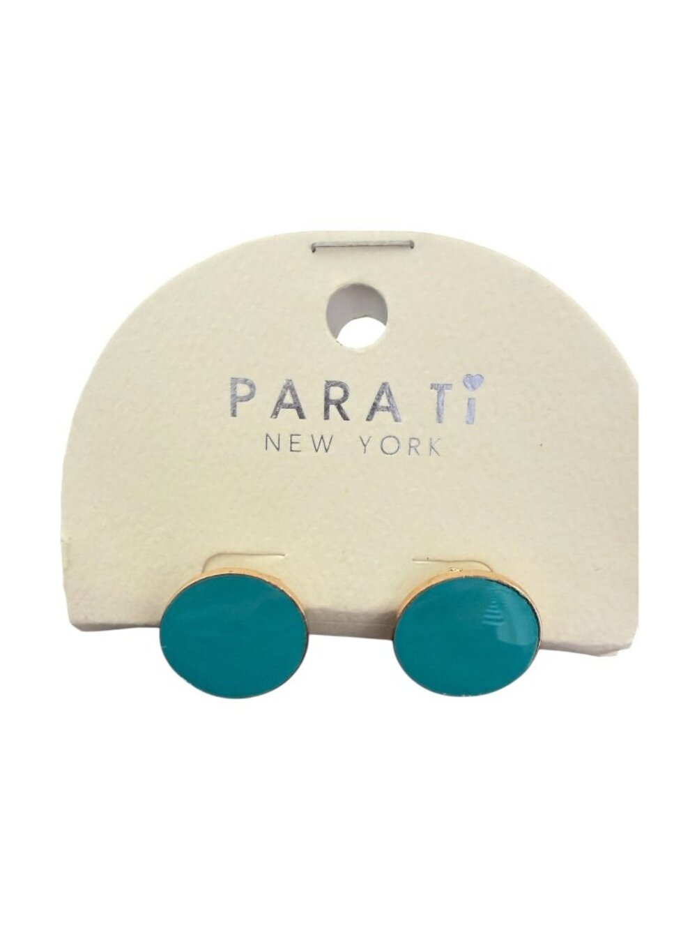 Parati Gold Tone Teal Blue Green Stud Earrings Discs Vintage Retro y2k 80s 90s